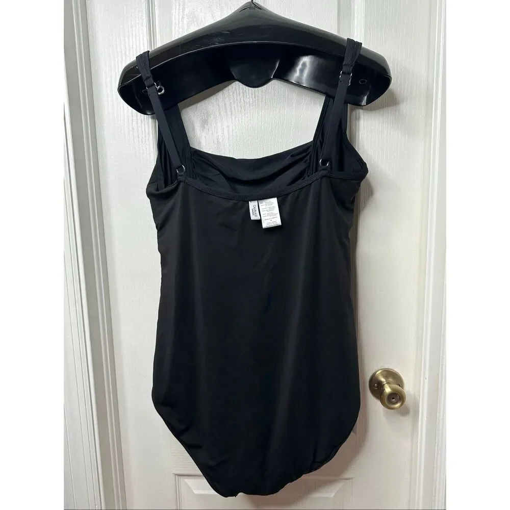 Calvin Klein Black Ruched One Piece Swimsuit Size 16 Tummy Control